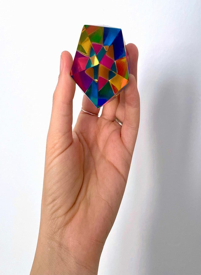 CMY Cubes The Motus (50mm) - Cyan, Magenta & Yellow Polyhedron - Subtractive Color Mixing Optical Icosahedron - Teaches Subtractive Color Mixing - Educational, Physics & Kinetic Art Desk Object - Image 2